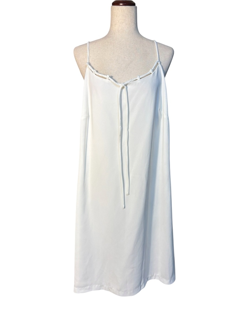 NWT Venezia Ivory Satin Slip Dress Adjustable Straps Lined Size 18